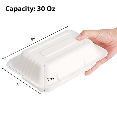 Elsjoy E-SQUARETOGOBOX-90PC-SINGLE 90 Pack Disposable Clamshell To Go Containers, 9"X 6 Inch Single Compartment Take Out Food Containers thumb #1