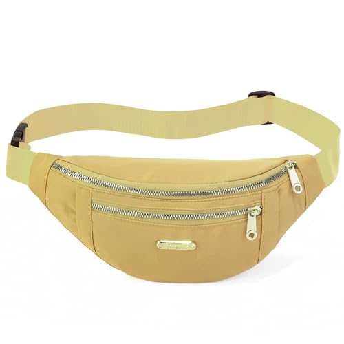 Waist Pack Fanny Packs for Women, Crossbody Purses Belt Bag for Running Sports Travel Hiking - Gold