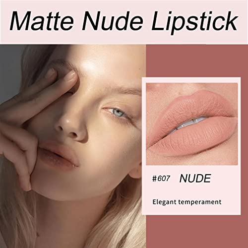 Nude Lipstick Matte Lipstick Long Lasting, Waterproof Non Stick Cup Velvet Lipstick Lip Gloss, Not Fade Non Drying Lipstick for Girls Women - Image 5