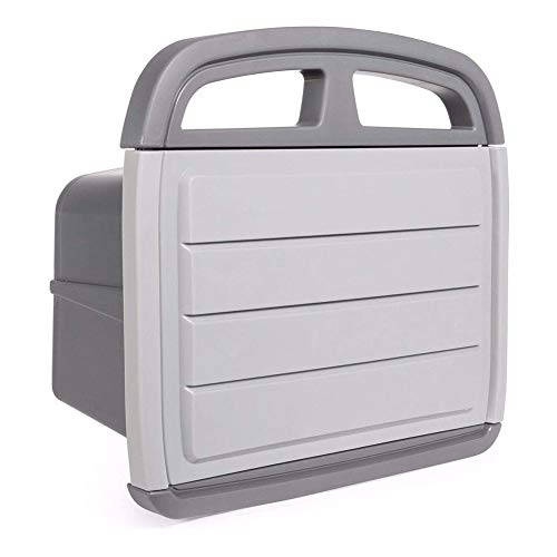 STRPRETTY BASIC Garden Hose Holder Reel Hose Hanger with Wall-Mounted Storage Toolbox, Gray