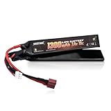 NASTIMA 7.4V 1300mAh Airsoft Lipo Battery, 2S 15C Butterfly Battery Pack Compatible with Deans-T Connector for Airsoft Guns AK47, MP5K, MP5, Scar, M249, AUG, AEG