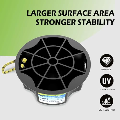 Trailer Jack Block, 4 Pack Heavy Duty Camper Jack Pads UV Resistant Up to 10,000 lbs Leveling Block for Trailer, Tongue Jack, 5th Wheels, Black by CircleRoad - Image 4