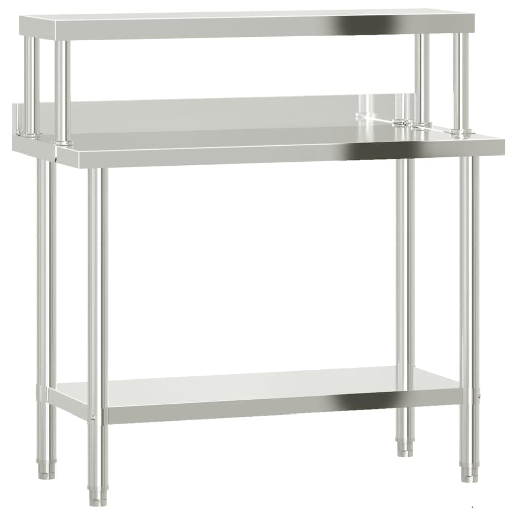 Arbeitstisch mit Aufsatzboard 110x55x120 cm Edelstahl Gastro