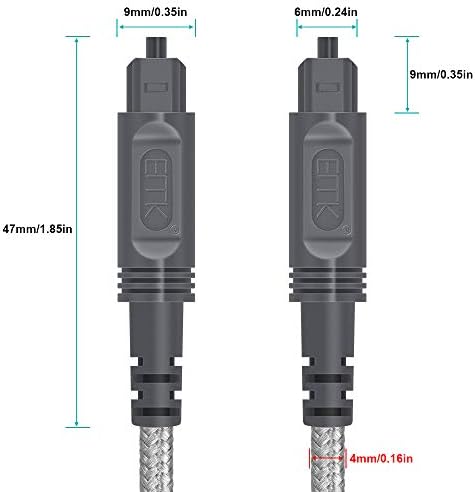 Optical Audio Cable, EMK Cotton Braided Audio Cable Durable Fiber Optic Cable for Home Theater, Sound bar, TV, PS4, Xbox & More (5M)