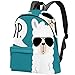 Produktbild Alpaka-Kopf mit Sonnenbrille auf blauem Muster, College, Studenten, Büchertasche, Rucksack, Reisetasche