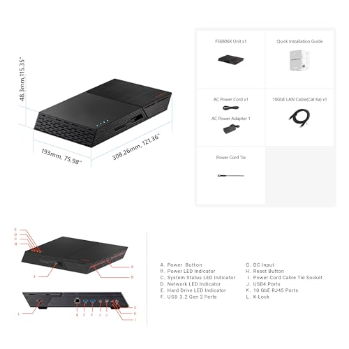 Image of Asustor FLASHSTOR 6 Gen2 FS6806X, 6 Bay All-Flash NVMe NAS, AMD Ryzen Quad-Core CPU, 8GB DDR5 ECC RAM, 10GbE, USB4, Enterprise Grade for Enthusiasts, Network Attached Storage (Diskless)