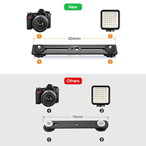 Utebit 8 Inch Flash Bracket, Dual Camera Mount Flash Bracket Extension Bar With 1/4 Screw Hot Shoe, Straight Flash Bracket Tripod Mount For Dslr Camera Led Light Studio Video Microphone #TOP3