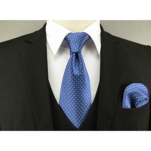 S&W SHLAX&WING Gravata Dots para Homens Conjunto de Gravata Azul com Lenço