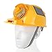 Hard Hat with Solar Fan and Light, Double Fan, 3D Three Dimensional Cycle High Wind, Strong Light Waterproof Headlamp, Adjustable Hood Liner Used in Construction, Transportation