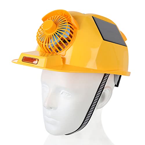 Casco de seguridad con ventilador solar, faro ajustable y ventilado