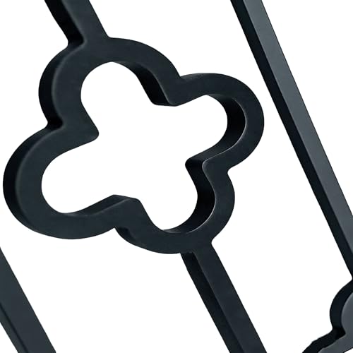 Langdoly 1/2" Square Iron Balusters for Staircase Interior, 5 Pcs Hollow Stair Balusters with Double Four-Leaf Clover Cutout Design for Indoor Stairs, Matte Black by Langdoly - Used condition - Image 3