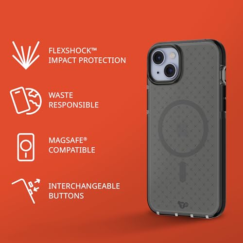 Image of Tech21 Evo Check case for iPhone 15 Plus - Compatible with MagSafe - Impact Protection Case - Smokey /Black