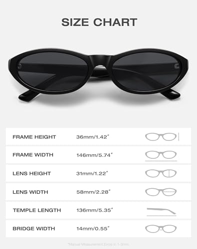 Narrow Retro Oval Sunglasses for Women Trendy Small Cateye Vintage Sun Glasses UV Protection FZN8304