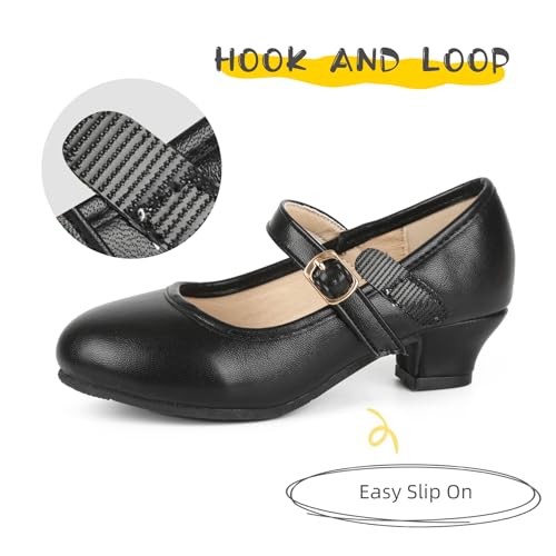 ChuLian Girls Dress Shoes Pumps Low Heel Princess Shoes Flower Wedding Party Shoes for Toddler Little Kids3