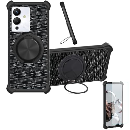 �Ή� Infinix Note 12 2023 �P�[�X Phone Case [1�� 9H+�d�x���� �K���X�t�B����][360°��]���X�^���h�A�}�O�l�b�g��]CX-11-HEI