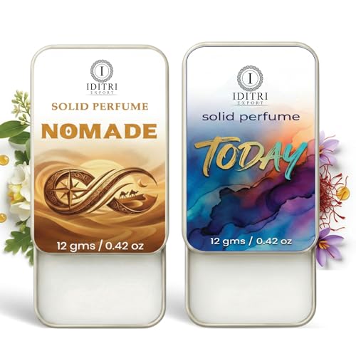 Image of Solid Perfume |Nomade&Today Alcohol Free Wax Perfume Balm, Long Lasting | Pocket Tin 12g, Pack Of 2| Non Greasy Smooth Glide, Travel Friendly Men And Women