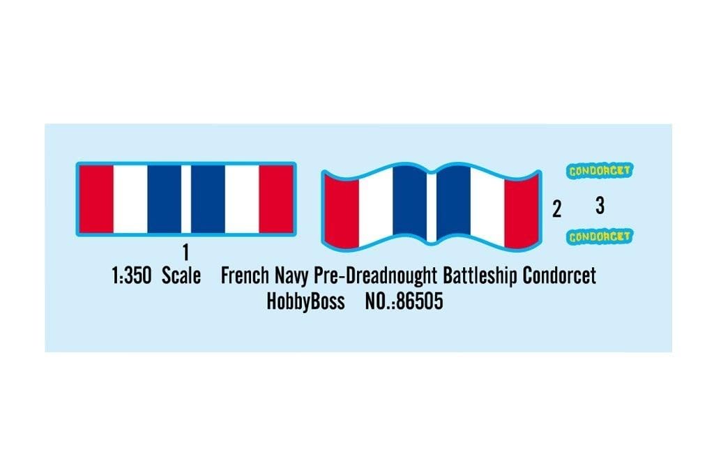 Hobbyboss 219.722,7 cm French Navy PE Battleship dreadnought Condorcet modellino, Scala 1: 350