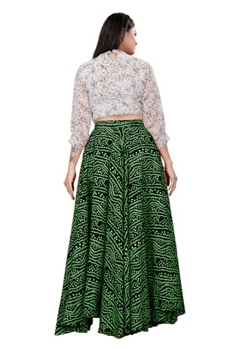 Image of Women's American Crepe Blooming Flared Long for Traditional Stitched A-line Flare Skirt for Girls with 12 Meter Flare 40inch Height