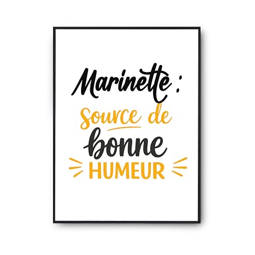 Affiche Marinette source de bonne humeur, le poster citation ideal pour embellir la maison