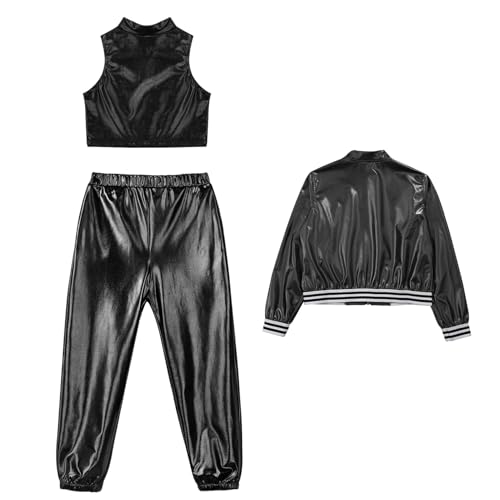 Ropa de baile callejero para niñas conjunto hip hop y jazz con pantalones de running cómodos 5