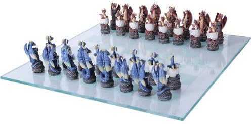 Pacific Giftware Juego de ajedrez Dragon Legend con tablero de vidrio