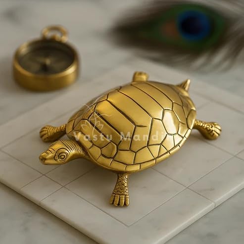 Image of Pure Brass Big Tortoise | Vastu Remedy for Longevity, Luck & Protection | Handcrafted Heavy Brass Turtle Idol for Centre, North & North-West Zones | Premium Home & Office Dcor