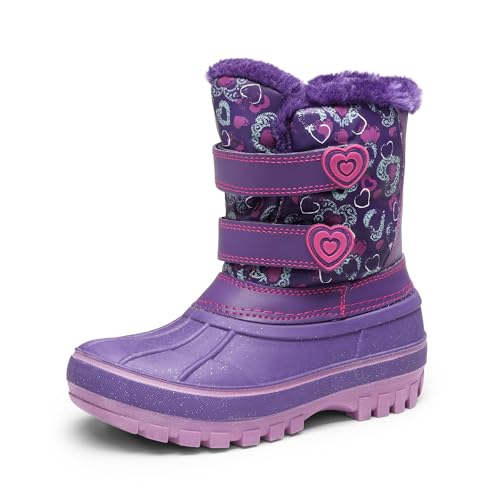 DREAM PAIRS Boys Girls Snow Boots Water-Resistant Outdoor Sport Warm Cozy Anti-Slip Cute Ankle Winter Shoes for Toddler/Little/Big Kid