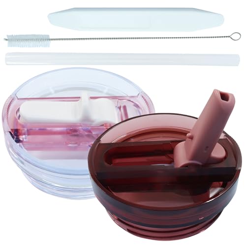 Kyuionty 30 oz Tumbler Flip Straw Lid Replacement- Leak Proof & Spill Resistant Lid Compatible with Stanley H2.0 FlowState Tumbler Cup (Rose Quartz & Old Pink)