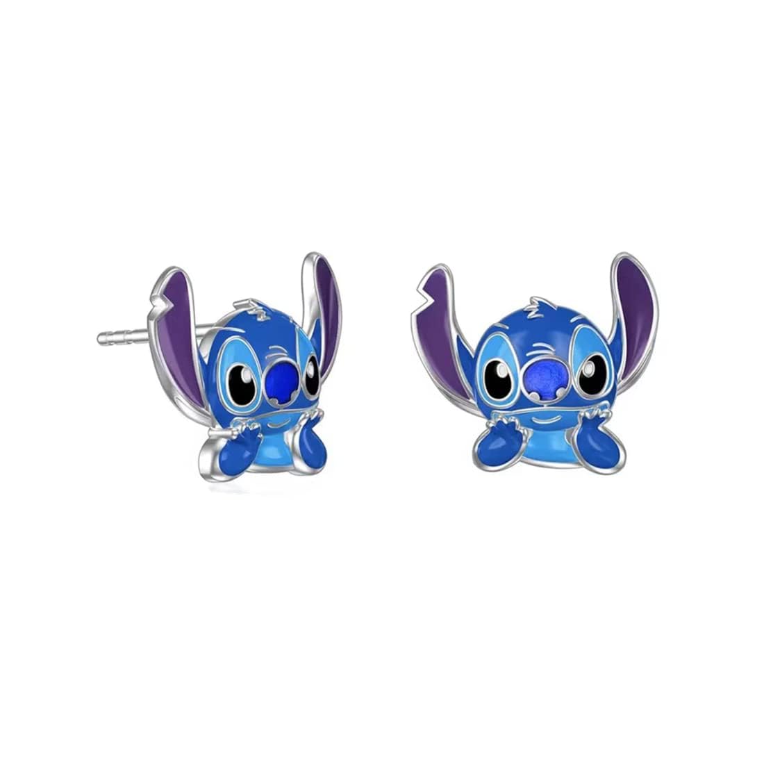 GAUEIOURPendientes de puntada, aretes de dibujos animados para niños con aceite de goteo, nuevos aretes de puntada lindos, aretes de dibujos animados de niño de puntada (azul), Plata de ley