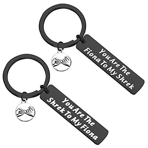 FAADBUK Shrek Schlüsselanhänger, inspiriert von Shrek Fans, Geschenk, You're The Shrek to My Fiona, Schmuck für beste Freundin, Paar, Shrek & Fiona K-black, L Cover