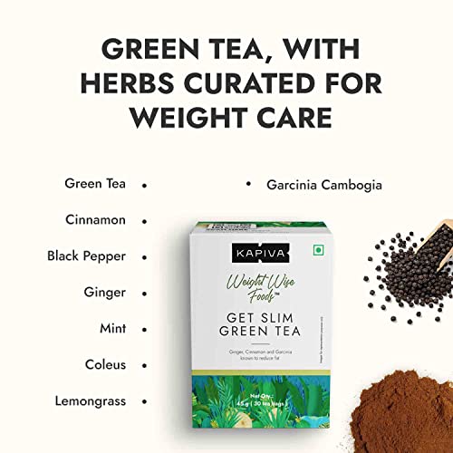 Image of Kapiva Get Slim Green Tea Powder (45Gm) | Lemongrass Flavored + Natural Metabolism Booster For Healthy Weight Care