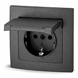 Unterputz Steckdose IP44, Steckklemme, All-in-One, Serie ET-1 anthrazit