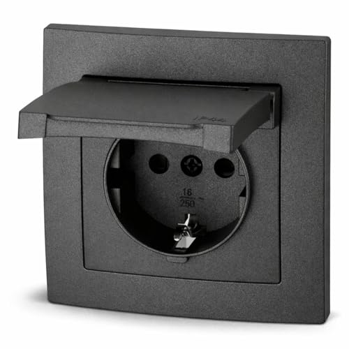 Presa da incasso IP44, morsetto a innesto, All-in-One, serie ET-1, antracite