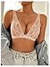 SOLY HUX Women's Lace Bras Deep V Neck Wireless Bra Comfort Everyday Bralette Pure Apricot Medium