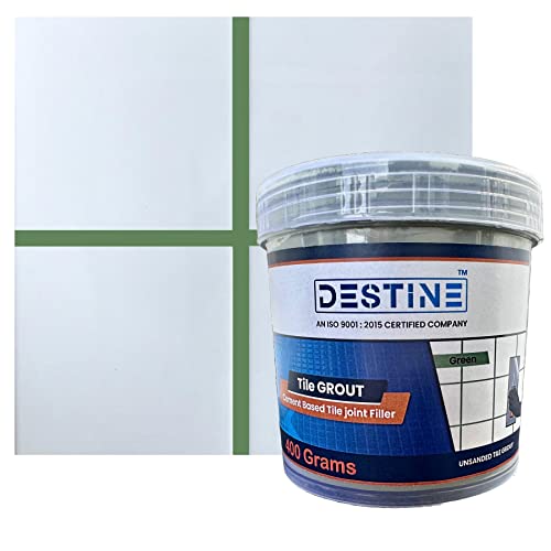 Image of DESTINE READY-TO-MIX inchTILE GROUT inch (16 COLOURS) (ALL PACKS: 100 Gm,250 Gm,400 Gm,800 Gm,1 Kg), Waterproof, Cement Based Tile Joint Filler, Crack Filler, Tiles Gap Filler (400 Gm, Green)