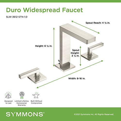 Symmons Slw-3612-Stn-1.0 Duro Widespread 2-Handle Bathroom Faucet With Drain Assembly In Satin Nickel (1.0 Gpm) #TOP5