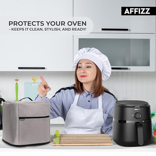 Image of Dustproof Air Fryer Cover for Philips 4.2L NA120 /00 - Polyester Kitchen Oven and Home Appliances with Handle & Pocket | for Women, Men & Everyday Use (Grey)