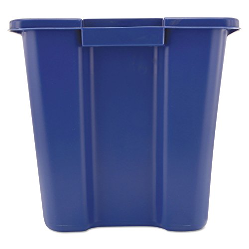 Rubbermaid Commercial 571473Be Stacking Recycle Bin Rectangular Polyethylene 14Gal Blue #TOP1