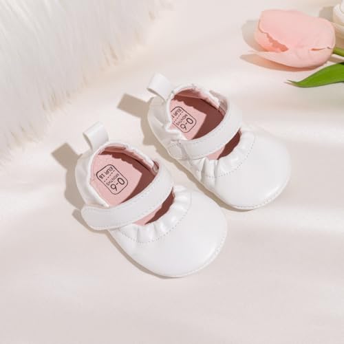 Image of Meckior Infant Baby Girl Sandals Soft Non-Slip Rubber Sole Handmade Princess Wedding Dress Shoes Toddler First Walkers
