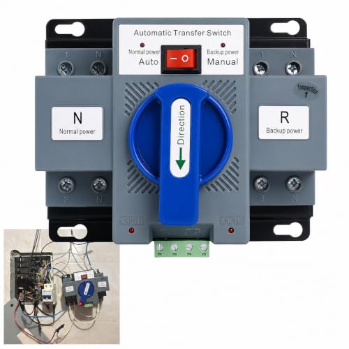 Ketofa 2P 63A 110V Automatic Transfer Switch, Dual Power ATS 50/60Hz, Blue