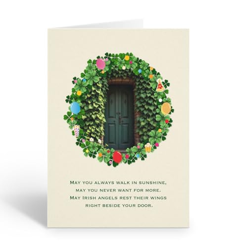 Stonehouse Collection Irish Birthday Cards, Inspriational Irish Blessing Birthday Card, Single Card with Envelope - Made in the USA (Door)