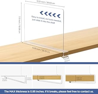 HBlife 24 Pack Clear Shelf Dividers, Vertical Purse Organizer for Closet Perfect for Sweater, Shirts, Handbags in Bedroom and Kitchen, Adjustable Acrylic Bookshelf for Organization
