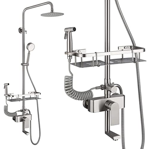 Système de douche mitigeur chaud froid en acier inoxydable nickel brossé