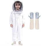 Professional Bee Suit for Kid and Girl, Kid Beekeeping Suit Beekeeper Suit with Glove &Ventilated Hood, Multi-Size Bee Outfit for Backyard and Bee Keeper for Bee Keeper Catcher Christmas Costume