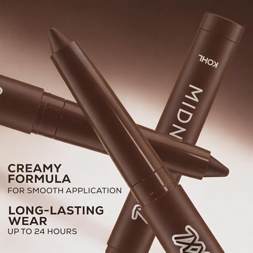 Image of RENEE Midnight XXL Kajal | Brown Kohl Pencil with Built-in Sharpener | Waterproof, Smudge-proof, 24Hr Long-Lasting | Ultra-Rich Pigment, Smooth Glide | 1.5g