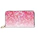 Produktbild JHGFG Mode Handtasche Reißverschluss Brieftasche Frühling Rosa Kirschblüten Hintergrund Telefon Kupplung Geldbörse Abendkupplung Blockieren Leder Brieftasche Multi Card Organizer