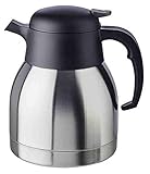 APS Isolierkanne „Classic“, 1 Liter, Kaffeekanne mit Drehverschluss, Ø 14 cm, H: 19 cm, doppelwandiger Edelstahl, für heiße und kalte Getränke, nicht spülmaschinengeeignet, ca. 8 Tassen