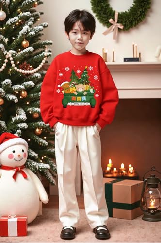 Kids Christmas Sweatshirt Boys Girls Santa Claus Toddler Ugly Xmas Shirt Crewneck Long Sleeve Graphic Top for 2-7T2