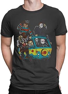 Platform9Co Mystery Machine Halloween T-Shirt Scooby Doo Scary Charcters Adults Shirt Black