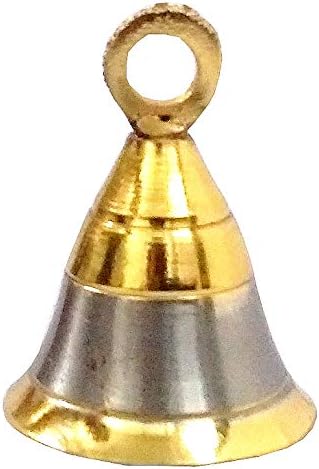 Purpledip Brass Hanging Bells (Set of 2): Small Bells in Copper-Silver Finish with Tingling Sound (11847)